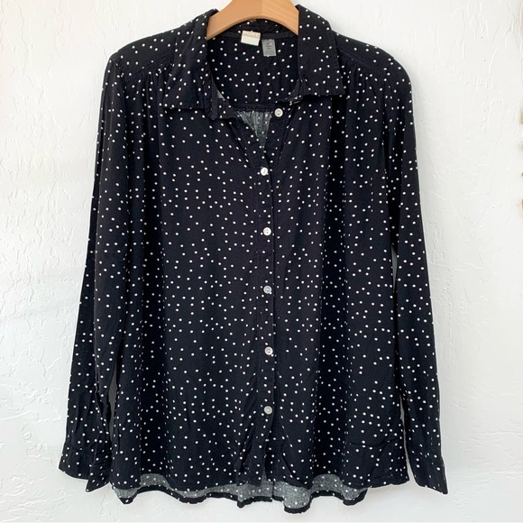 Roxy Urban Earth Long Sleeve Button Up Shirt in Black & White Polkadot - Picture 6 of 14